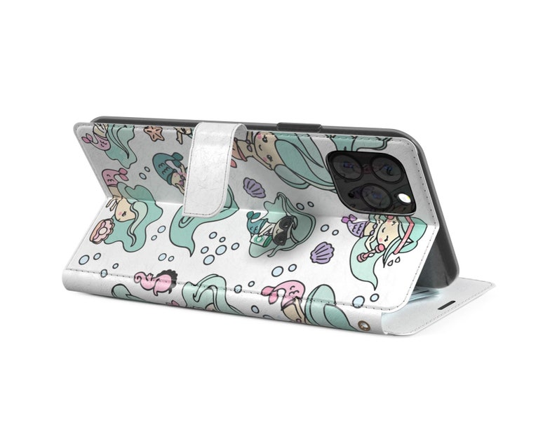 Lovely mermaid iPhone Wallet case card holder 11 Pro iPhones Xr cases wallet iphone 8 plus iPhone Xs Max case flip iPhone x iPhone 11 cover