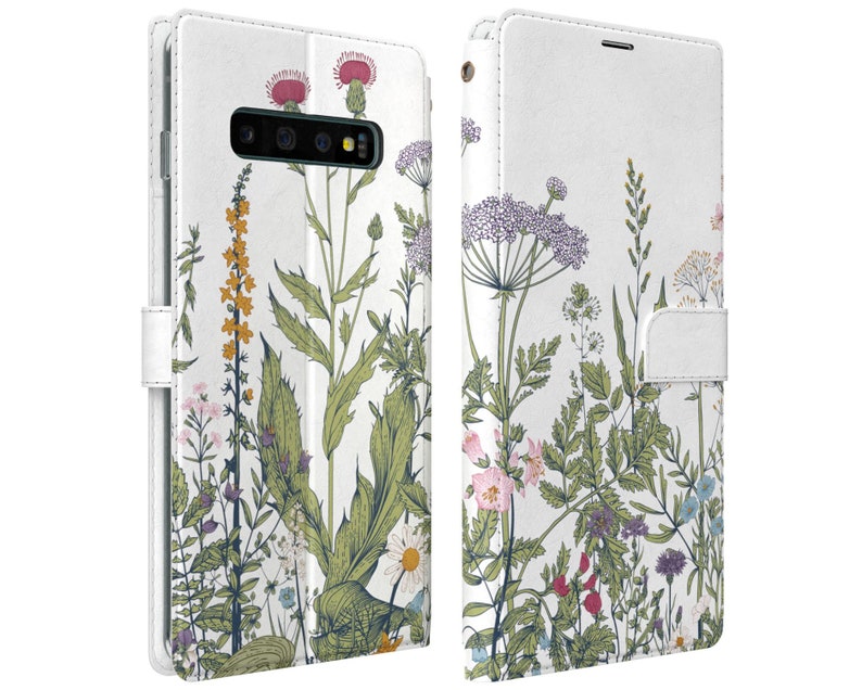 Meadow flowers Note 10 Plus Wallet Samsung Card Holder Galaxy S10 wallet case folio case S9 plus S20 Ultra floral magnetic snap S10 5G Lite 