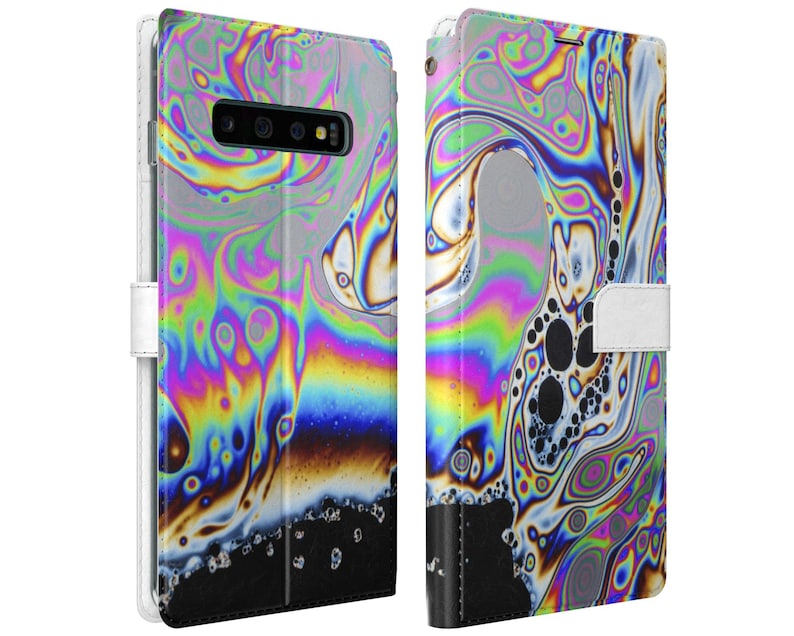 Glith liquid oil Samsung Wallet case folio case Note 10 5G Galaxy S10e abstract card holder S9 Plus magnetic snap S10 Plus hard case Note 9 