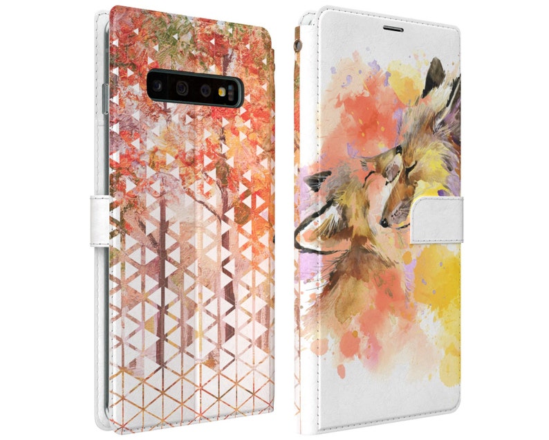 Fox wallet case S20 Ultra Card Holder phone case Samsung magnetic snap case Galaxy S9 Plus folio Flip case S10 5G Note 10 Plus cover S10e 9 