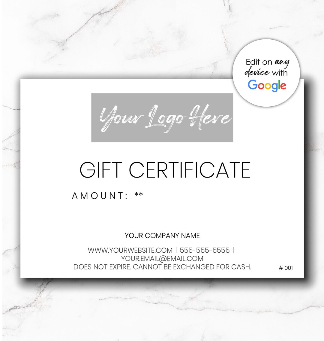 Editable Logo Gift Card Edit on Phone Gift Certificate Etsy
