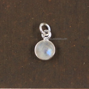 White Rainbow Moonstone Pendant Small Pretty Pendant Sterling Silver 92.5 Sterling Silver Pendant 6 mm Round Briolette Cut Moonstone Pendant