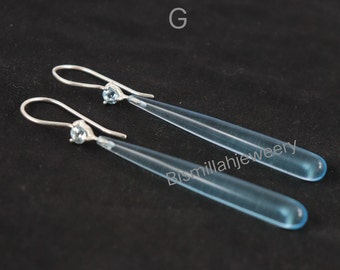 Orecchini Pendenti In Quarzo Fumé | Argento Sterling 925 | Gemme Naturali Sfaccettate A Goccia, Lunghezza 4 Cm