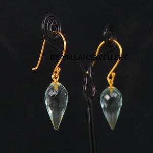 Aquamarine Quartz Earring Drop Earrings Aquamarine Drop Earrings Gemstone Faceted Drops Earrings Dangle Earring Sterling Silver Earrings