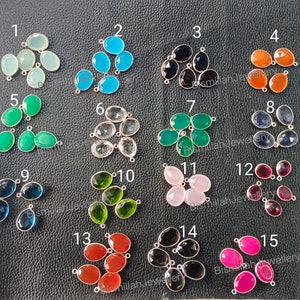 Talpe Cut Connectors 8X6 mm To 20X15 mm 10 Pcs Talpe Cut Egg Shape Gemstone 92.5 Sterling Silver Connector Single Bail Hand Made Jewelry