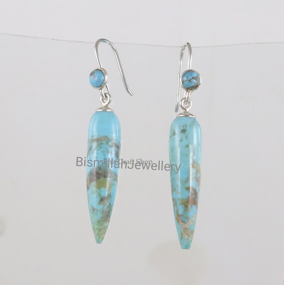 Boucles D'oreilles En Argent 925 Avec Pâte De Turquoise Rose - 14mm, Fermoir Papillon, Neuves