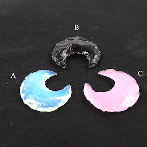 Moon Opalite Black Onyx Rose Quartz Moon Crescent Gemstone Jewellery Making Gemstones Rough Moon Opalite Black Pink Quartz Moon