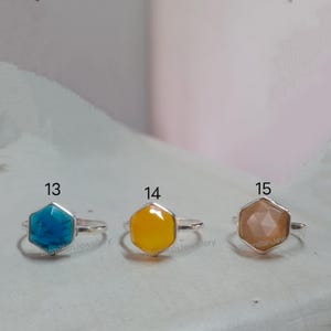 Anello in argento sterling con pietra esagonale: anello boho fatto a mano