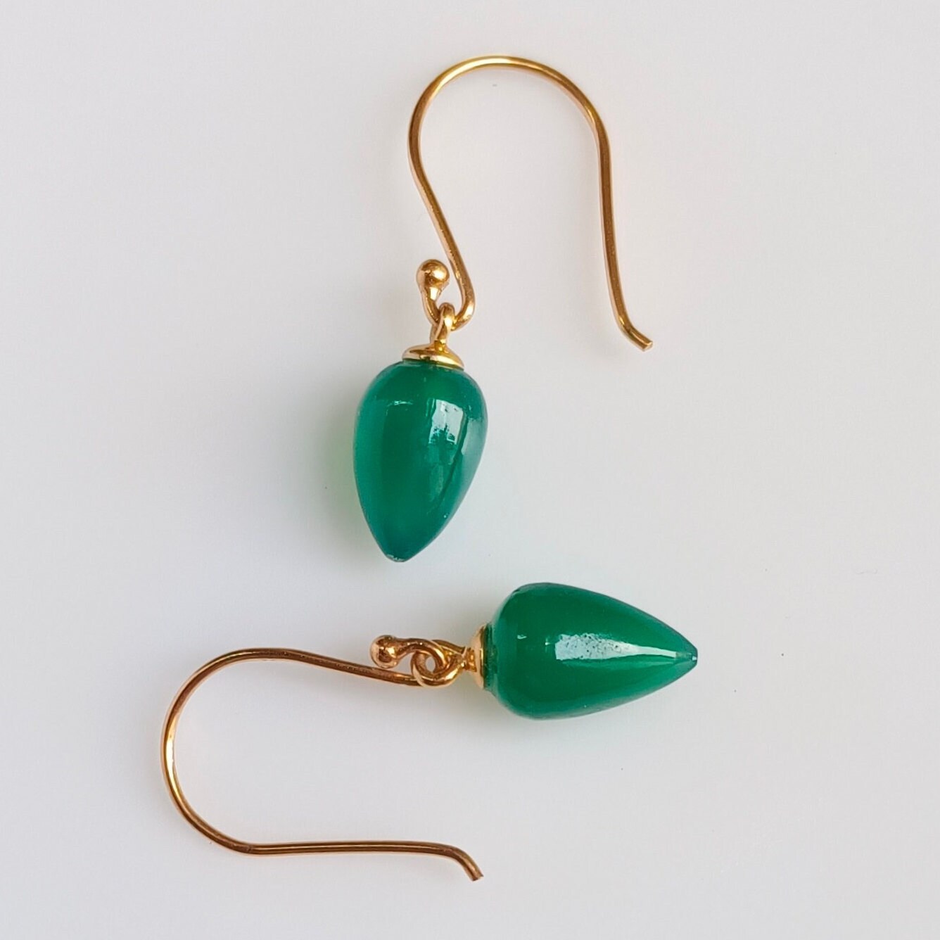 Orecchini A Goccia In Argento Sterling 925 Con Onice Verde – Placcato Oro, 34 Mm, Regalo Per Donne