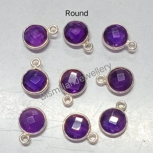 Amethyst Sterling Silver Connector: Round Briolette Gemstone, Handmade