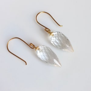 Crystal Quartz Earring Drop Earrings Crystal Quartz Drop Earrings Gemstone Faceted Drops Earrings Dangle Earring Sterling Silver Earrings