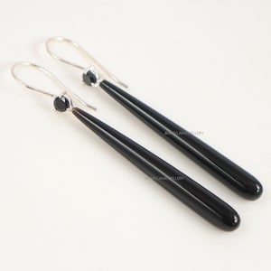 Black Onyx Sterling Silver Dangle Earrings: Elegant Long Drops