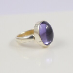 Iolite Ring Oval Shape Ring 925 Sterling Silver Ring Oval Ring Smooth Gemstone Ring Silver Ring Gemstone Ring Iolite Quartz Ring