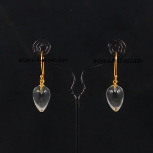 Crystal Quartz Earring Drop Earrings Crystal Quartz Drop Earrings Gemstone Plan Drops Earrings Dangle Earring Sterling Silver Earrings Gold