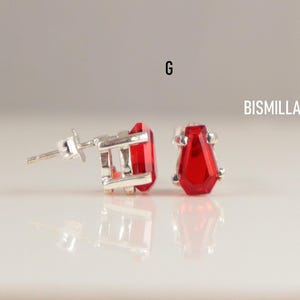 Gold Plated Sterling Silver Coffin Stud Earrings: Red Onyx
