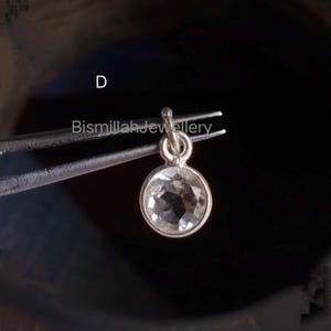 Tiny Crystal Birthstone Charm,Silver Crystal Birthstone Charm for necklace and bracelet, Earring Charm 6mm Channel Pendant, Gold,Rose Gold