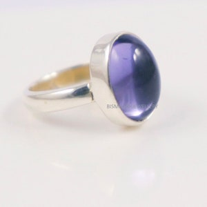 Iolith Ring Oval Form Ring 925 Sterling Silber Ring Ovaler Ring Glatter Edelsteinring Silberring Edelsteinring Iolith Quarz Ring