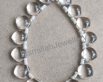 Crystal Quartz Cabochon Strand: 10mm AAA Cushion Beads (15 Pcs)