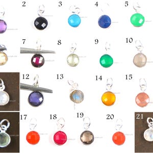 1 Pcs Tiny Round Pendant, Birthstone Bezel Charms Pendant, Faceted Gemstone Charm,925 Sterling Silver Charms, Pendant ,6mm Round Pendant
