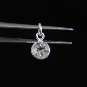 Crystal Quartz Pendant Small Pretty Pendant Sterling Silver 92.5 Sterling Silver Pendant 6 mm Round Cut Crystal Quartz Pendant Round Pendant