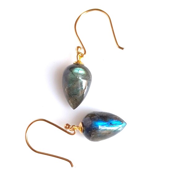 Orecchini Pendenti A Goccia In Argento Sterling 925 Con Labradorite Iridiscente - Lunghi 6 Cm, Eleganti E Confortevoli - 3