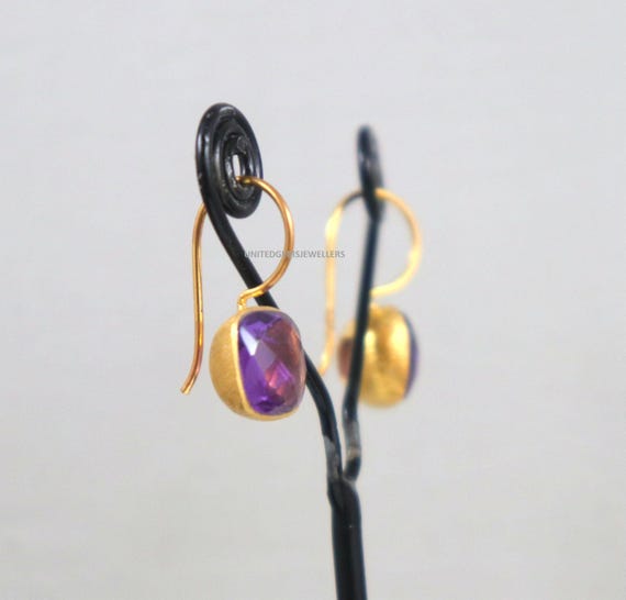 Orecchini A Perno In Ametista Naturale Quadrata – Argento 925 – Taglio Cuscino 5x5 Mm – Grado AAA
