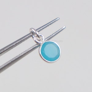 Pendentif en argent sterling avec calcédoine bleue - Pierre ronde de 6 mm