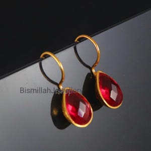 Pear Gemstone Earrings Gold Vermeil Earrings Beautiful Earrings Dangle Earrings Gemstone Earrings 925 Sterling Silver Earrings Pear Earrings