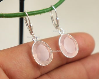 Rose Quartz Dangle Earrings: 925 Sterling Silver, Natural Gemstone