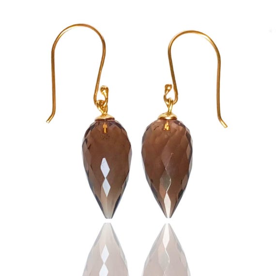 R.ALAGAN/KNOT SMOKY QUARTZ EARRINGS(SILVER)