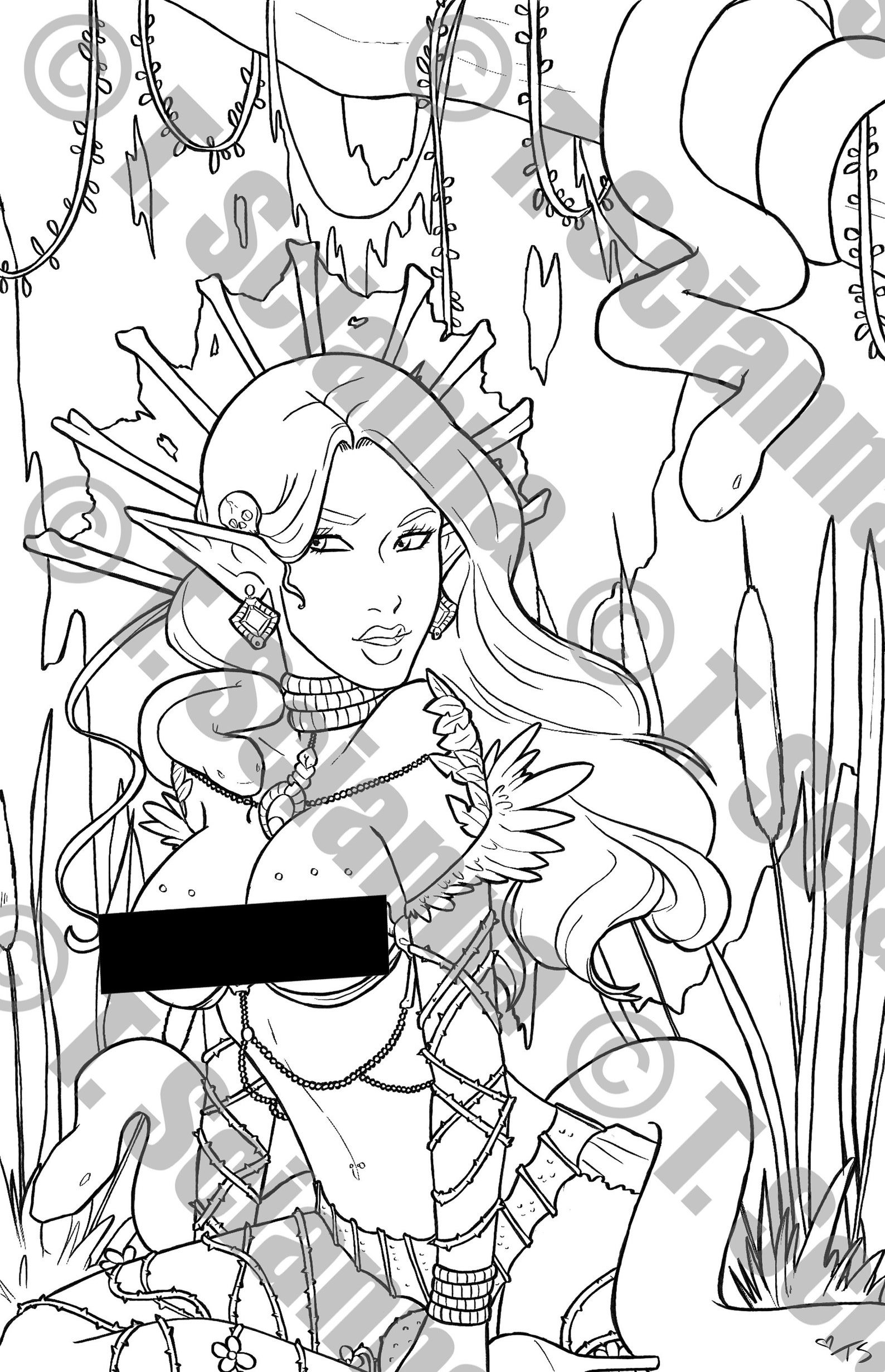 Swamp Goddess Pinup Coloring Page NSFW | Etsy
