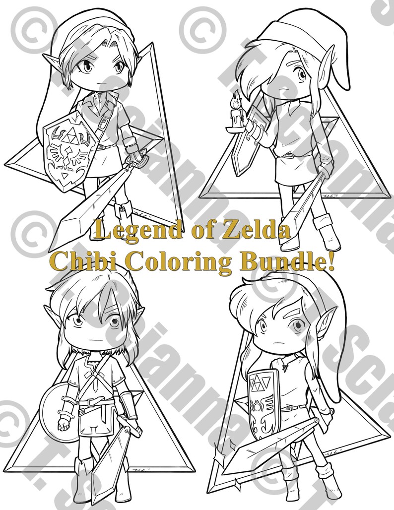 Legend of Zelda Inspired Coloring Page Bundle - Etsy