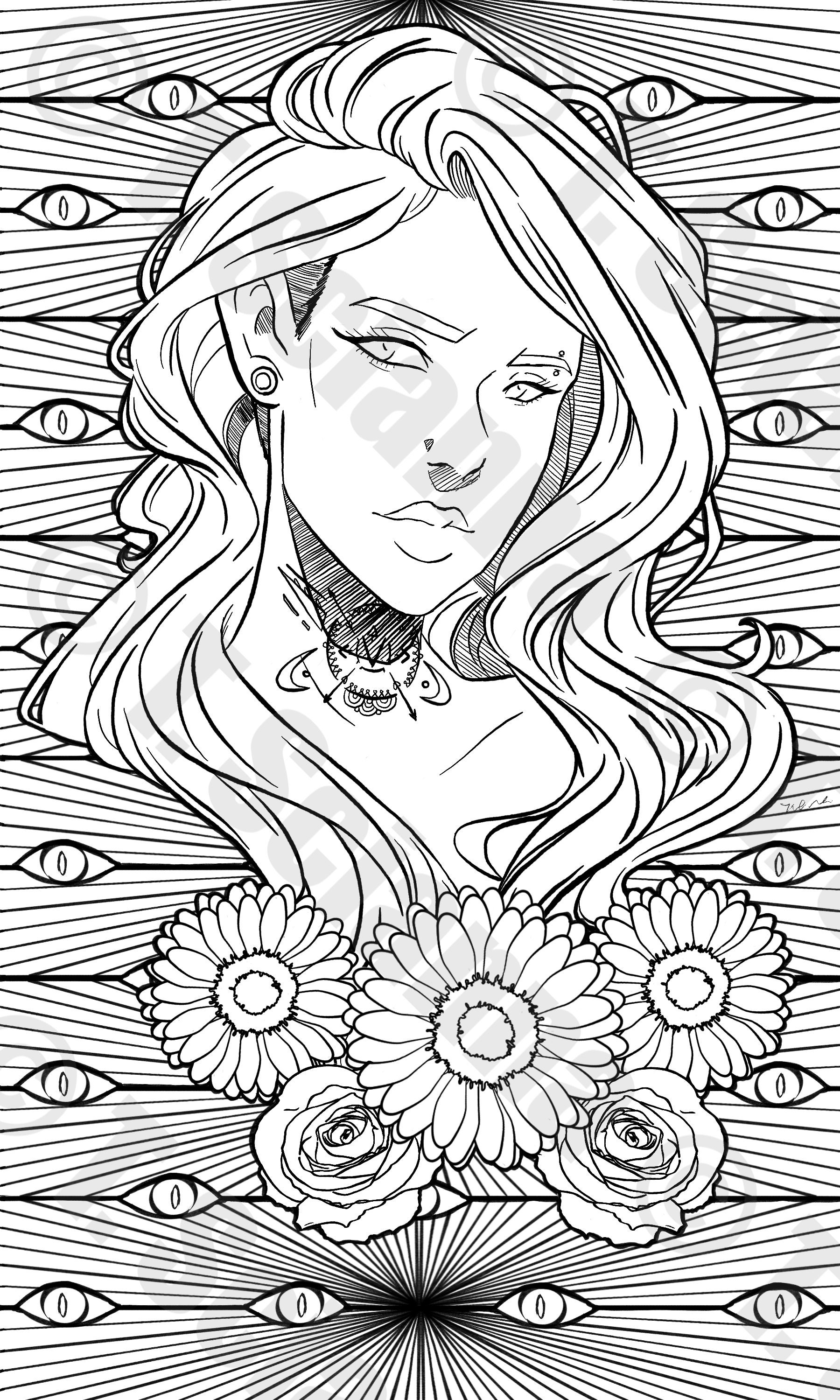 Evil Eye Portrait Coloring Page - Etsy UK