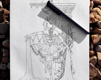 Coloring Page - Full Moon Wedding Collection - The Queen