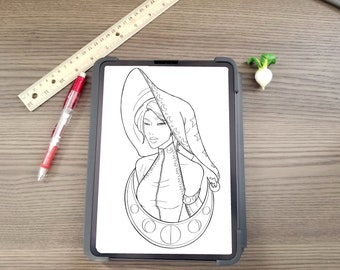 Moon Witch Coloring Page