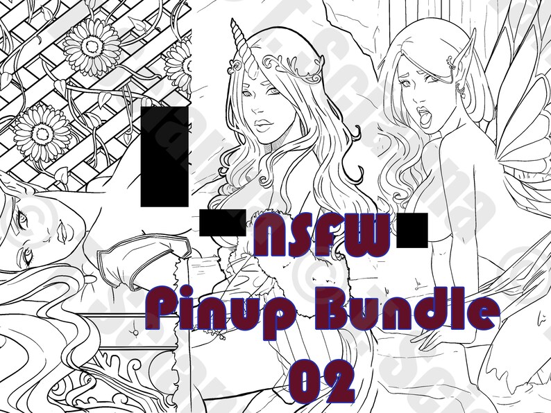 NSFW Pinup Coloring Page Bundle 02 Etsy España