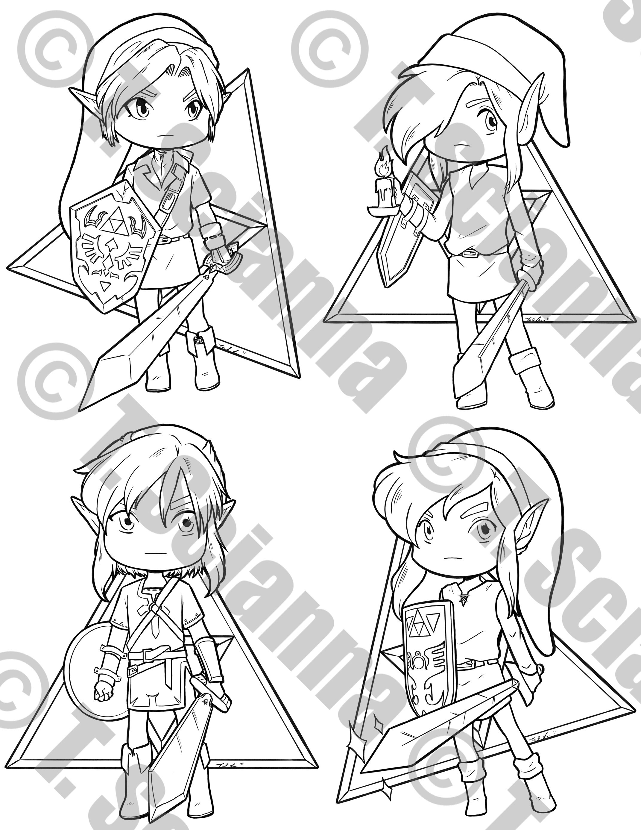 Legend of Zelda Inspired Coloring Page Bundle - Etsy