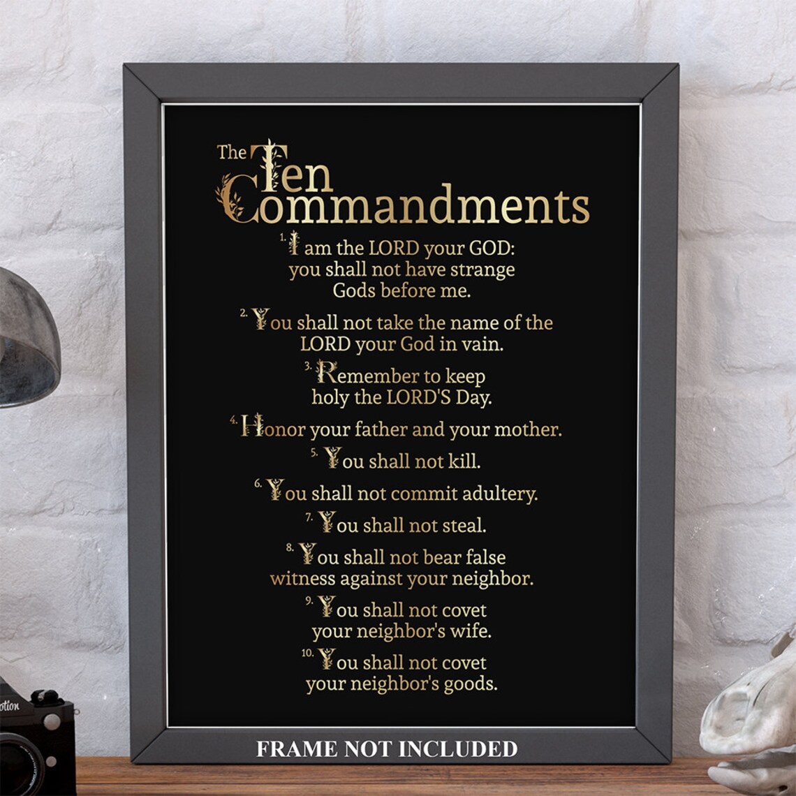 Christian Poster ten Commandments Wall Art christianity Art catholic Print gods Top Ten exodus