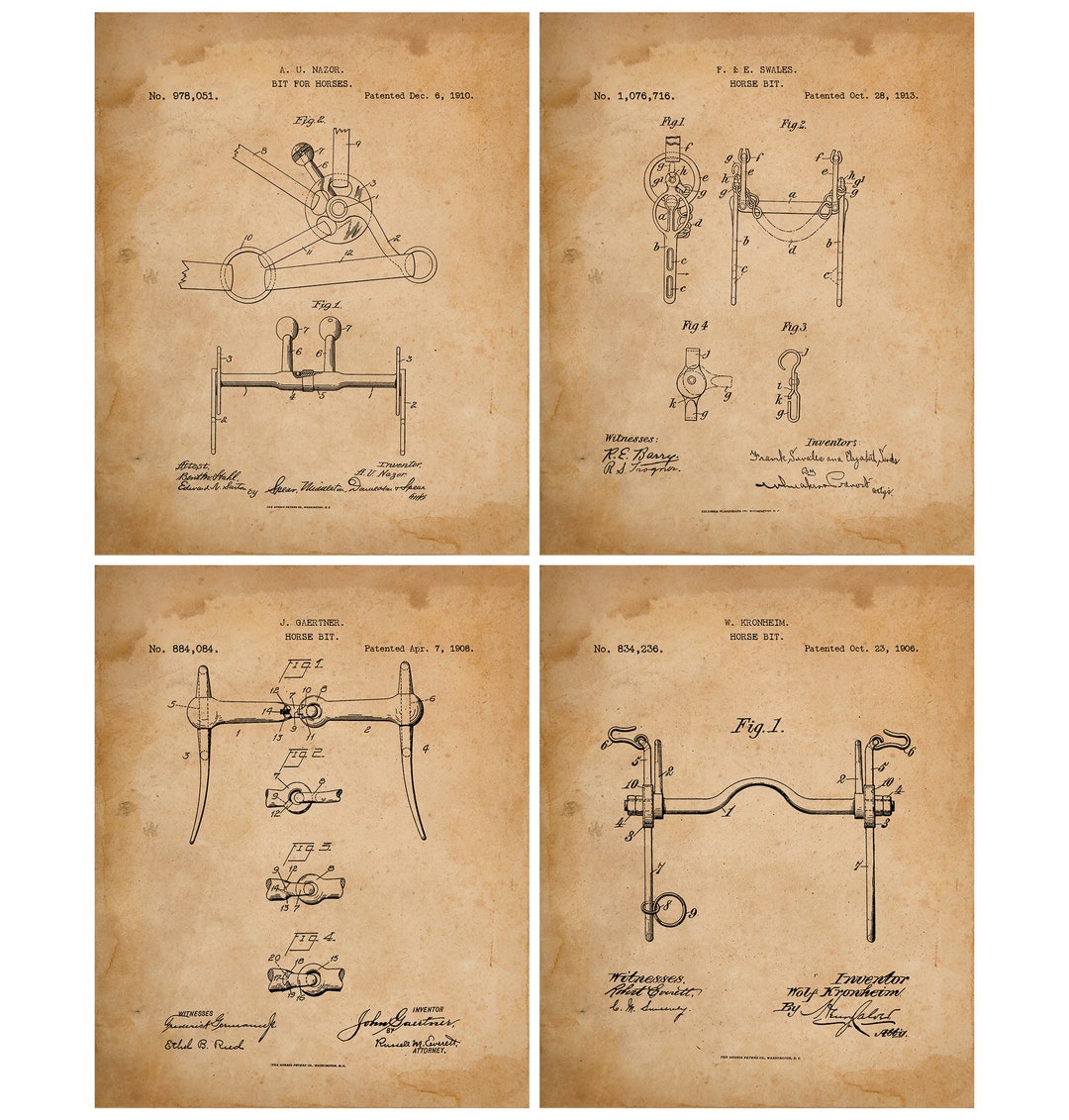 Horse Bit Art Invention Patent Gift For Horse Lover Equestrian Decor