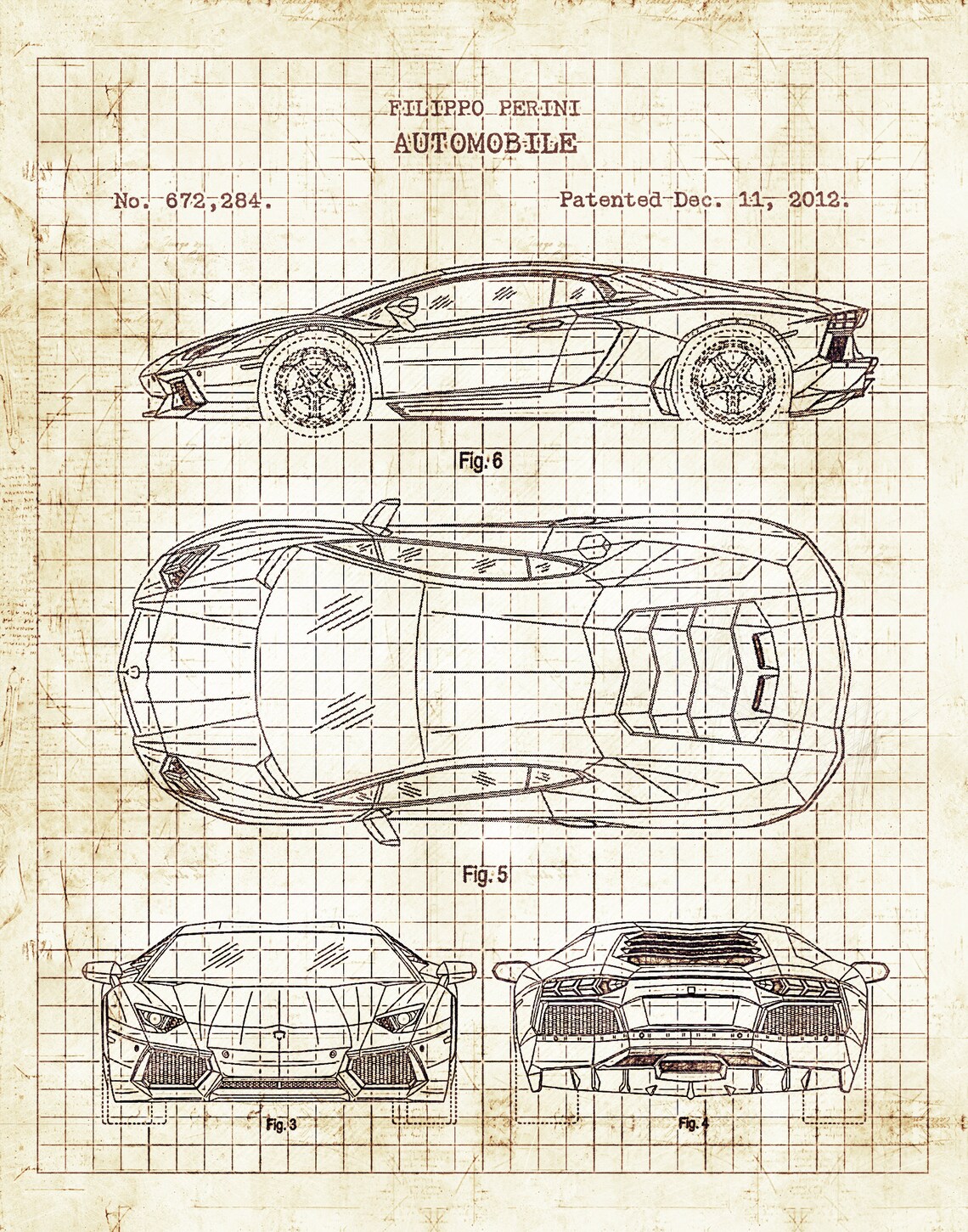 Lamborghini Poster Lamborghini Patent Lambo Print Sports | Etsy