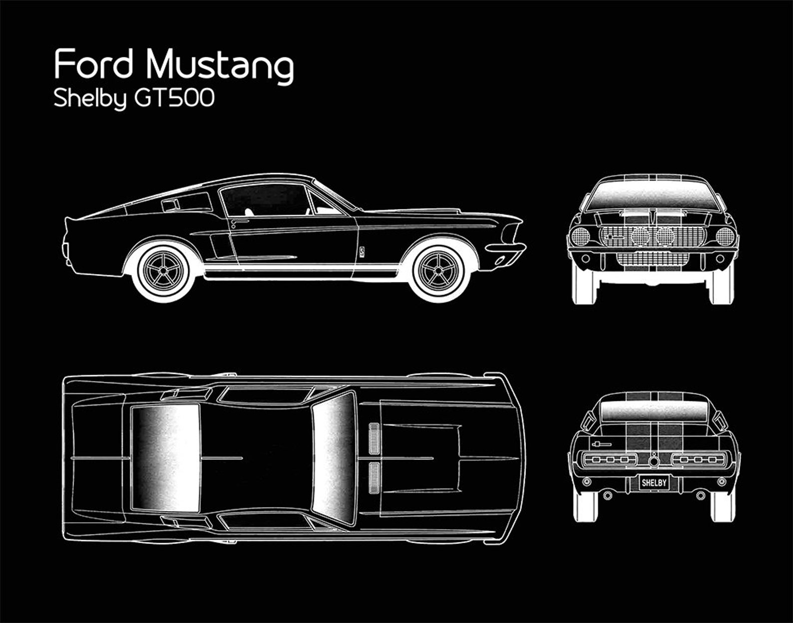 Shelby GT500 Ford Mustang Shelby Ford Mustang Art - Etsy