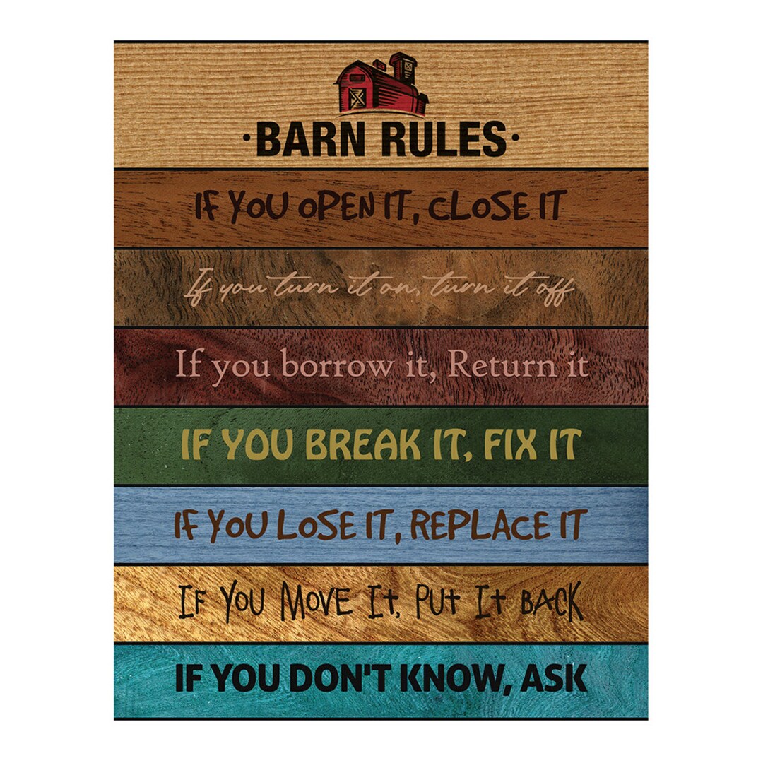 Barn Rules Sign Ranch Rules Sign Farmer Sign rustic Etsy