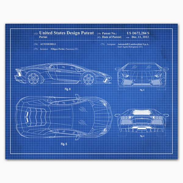 Lamborghini Patent | Automotive Art | Lamborghini Poster | Lamborghini Art | Lambo Poster | Lamborghini Wall Art | 11x14 Poster Print