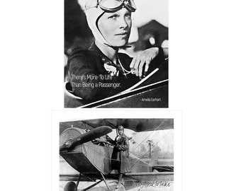 Amelia Earhart | Bessie Coleman | Inspiring Women | Female Pilot | Famous Women |Famous Aviator |Aviation Pioneer |RC Plane |8x10 Print Sign