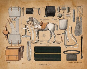 Equestrian Decor | Antique Advertising | Horse Equipment | Horseback Riding | Horse Rider Art | Vintage Western Decor | 11x14 Poster Print