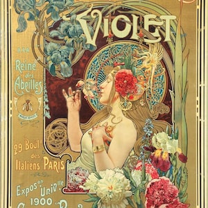 Art Nouveau PrintPerfumeryVintage Ad PosterWorld's Fair PosterFrench Perfume LabelParfumerie VioletAntique Advertising8x10 Print Sign image 1