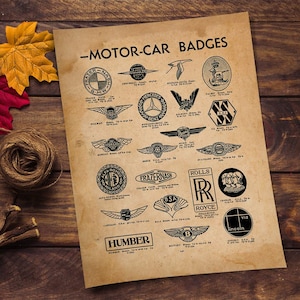 Classic Car Wall Art Vintage Car Badges Antique Cars Car Logos Poster Old Car Badge Classic Car Badge Auto Badge 11x14 Poster Print image 3