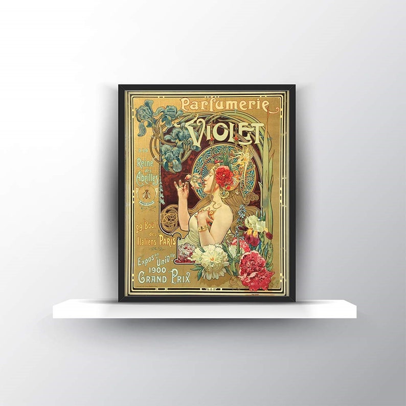 Art Nouveau PrintPerfumeryVintage Ad PosterWorld's Fair PosterFrench Perfume LabelParfumerie VioletAntique Advertising8x10 Print Sign image 4