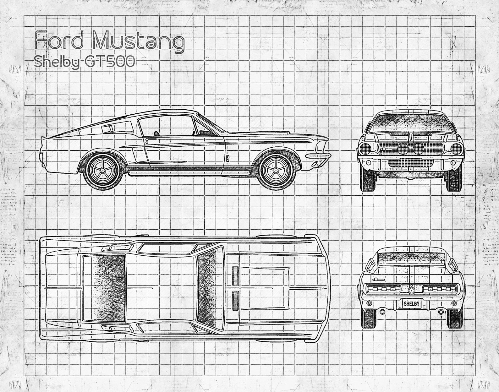 Shelby GT500 Ford Mustang Shelby Ford Mustang Art - Etsy