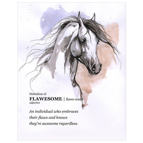 Flawesome |Definition Wall Art |Definition Poster |Word Definition |Dictionary Meaning |Horse Poster |Quotable Wall Art |11x14 Poster Print